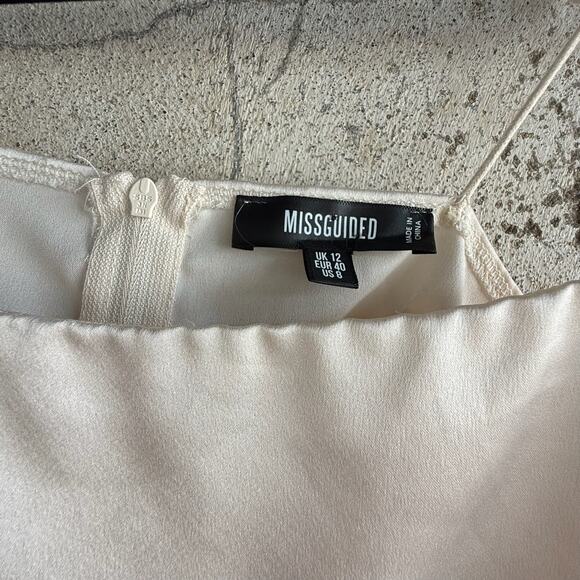 Cream Satin Corset Style Crop Top Adjustable Tie Straps Missguided Size 8 - Picture 2 of 5